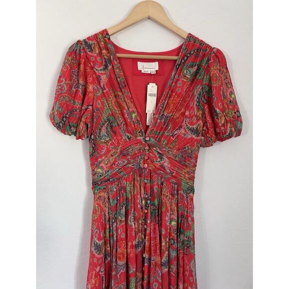Anthropologie Katerina Lurex Button Front Floral Midi Dress Size 4 NWT - Picture 2 of 8
